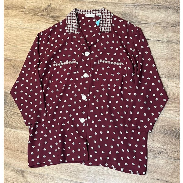 画像1: ビンテージ【BANANA REPUBLIC】バナナリパブリック【エンジ×白花柄】【レーヨンシャツジャケット】レディース古着【サイズS】 