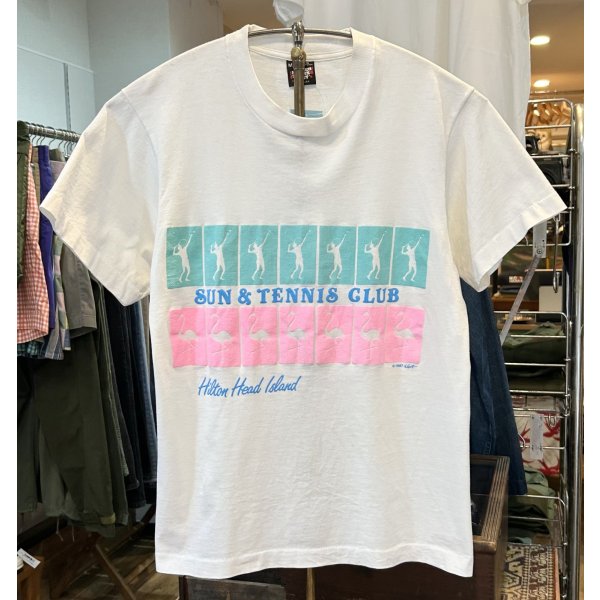 画像1: 〜80’s【USA製】ビンテージ【スクリーンスターズ】【SUN&TENNIS CLUB】【白】Tシャツ【サイズM】 