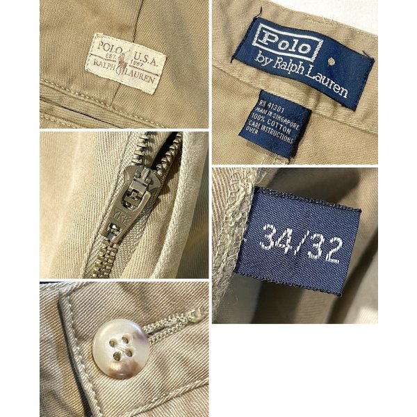 画像3: 【ラルフローレン】POLO RALPH LAUREN【ビンテージ】【ベージュ】【2タック】【コットンパンツ】【34×32】 