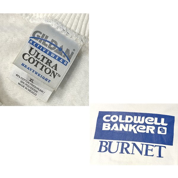 画像2: 【ビンテージ】【GILDAN】【COLDWELL BANKER BURNET】白ｘ青プリント【クルーネックスウェット】【サイズＸＬ】 