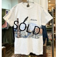 90's〜 ビンテージ【SANSEGAL】【アラスカ】自然と動物プリント【グレー】【Ｔシャツ】【サイズM】 