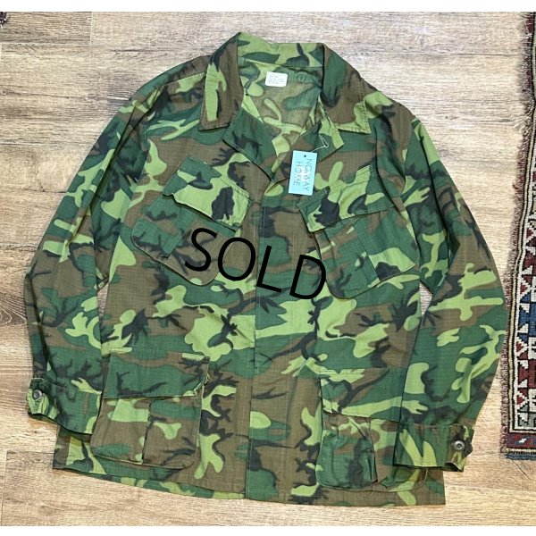 画像1: 程度良好!! 60's【ビンテージ】【米軍実物】【U.S.ARMY 】【ERDL】リップストップ【ジャングルファティーグジャケット】【ファティーグシャツ】【L-SHORT】 