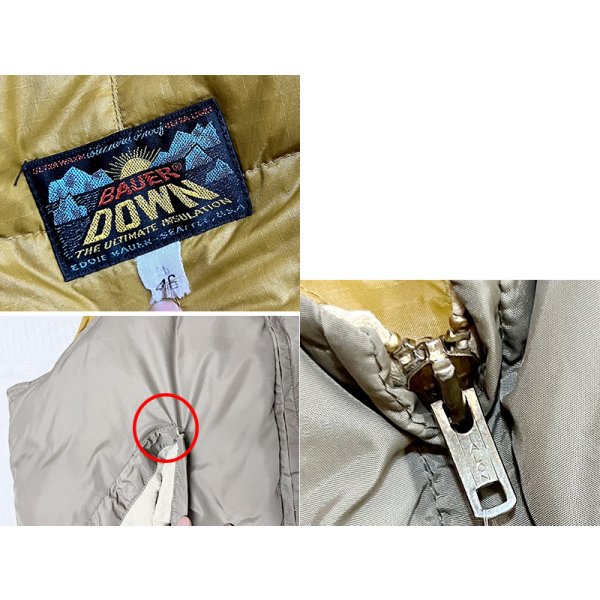 画像2: 70's~【ビンテージ】【Eddie Bauer】【エディーバウアー】バウアーダウン【ブラウンベージュ】ダウン【ダウンベスト】【サイズUS46】 