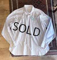 USA製 ビンテージ【INDIVIDUALIZED SHIRTS】インディビジュアライズドシャツ【水色×白】【カスタムメイド】ストライプ【コットン】ボタンダウンシャツ  XL程度