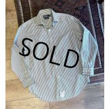 新品未使用 90's~ ビンテージ【POLO RALPH LAUREN】ラルフローレン【REGENT】リージェント【白×緑ストライプ】【コットンシャツ】サイズ15 1/2 32/33 