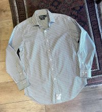 新品未使用 90's~ ビンテージ【POLO RALPH LAUREN】ラルフローレン【REGENT】リージェント【白×緑ストライプ】【コットンシャツ】サイズ15 1/2 32/33 
