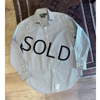 新品未使用 90's~ ビンテージ【POLO RALPH LAUREN】ラルフローレン【REGENT】リージェント【白×緑ストライプ】【コットンシャツ】サイズ15 1/2 32/33 