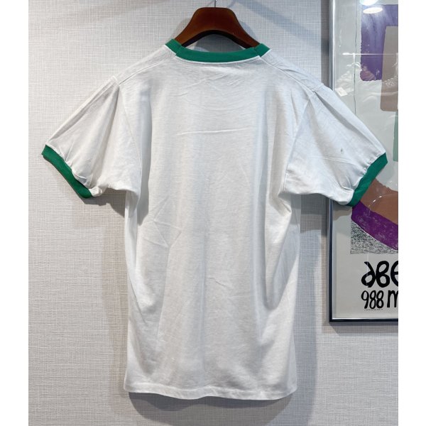 画像3:  デッドストック 【未使用】80's【USA製】スクリーンスターズ【ビンテージ】【NEW LENOX METHODIST】白ｘ緑【リンガーTシャツ】【サイズＬ】 