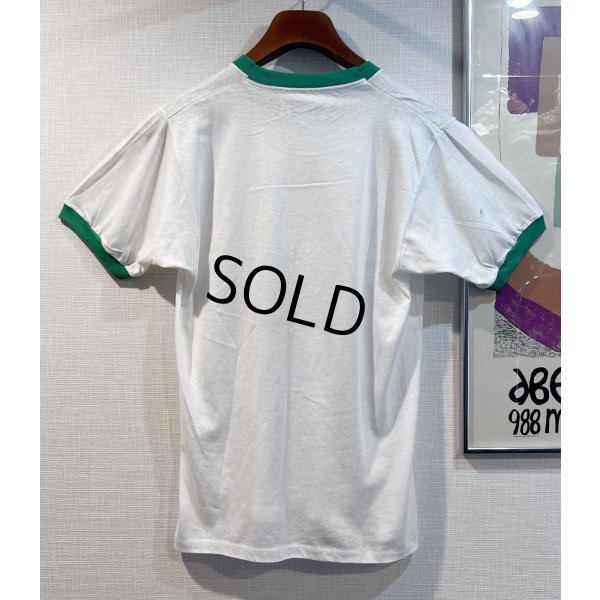 画像3:  デッドストック 【未使用】80's【USA製】スクリーンスターズ【ビンテージ】【NEW LENOX METHODIST】白ｘ緑【リンガーTシャツ】【サイズＬ】 