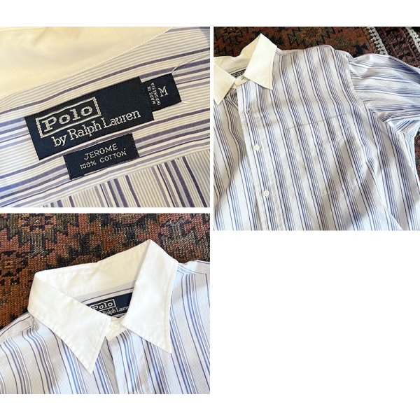 画像2: POLO RALPH LAUREN【ラルフローレン】JEROME【青ストライプ】レギュラーカラーシャツ【クレリックシャツ】【コットンシャツ】【サイズM】 