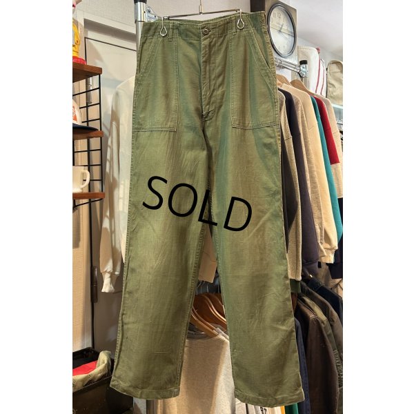 画像2: 70's【米軍実物】【ビンテージ】【ベイカーパンツ】UFOボタン Wステッチ OG107【ユーティリティパンツ】【32×33】 