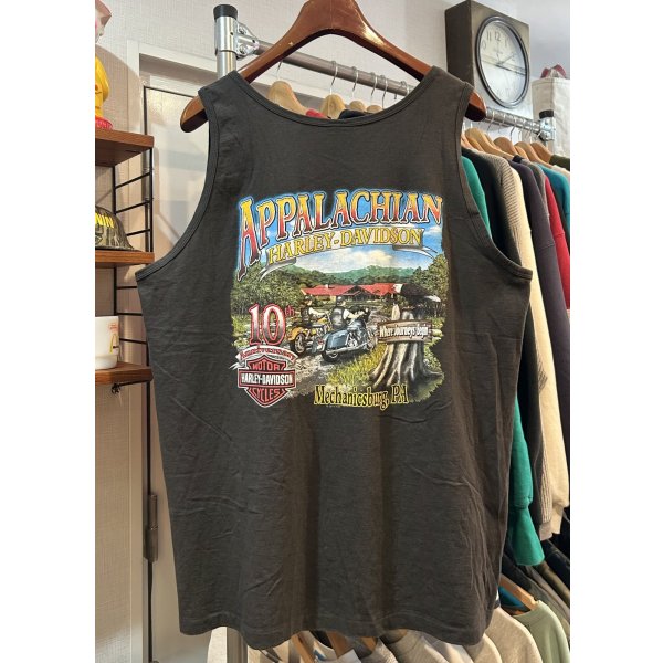 画像4: 90's~【USA製】【ビンテージ】【HARLEY DAVIDSON】【ハーレーダビッドソン】APPALACHIAN 【黒】【プリント】ノースリーブ【Tシャツ】タンクトップ【サイズＸＬ】 