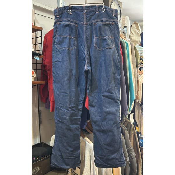 画像4: 60's【ビンテージ】【裏地付き】赤チェック裏地【ペインターパンツ】【デニムパンツ】トリプルステッチ【W38程度】 