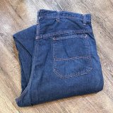 60's【ビンテージ】【裏地付き】赤チェック裏地【ペインターパンツ】【デニムパンツ】トリプルステッチ【W38程度】 