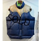 70's ビンテージ  ロッキーマウンテン【ROCKY MOUNTAIN】【紺ナイロン×レザー切替】【ダウンベスト】レディース【11/12】 