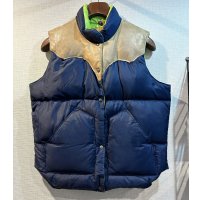 70's ビンテージ  ロッキーマウンテン【ROCKY MOUNTAIN】【紺ナイロン×レザー切替】【ダウンベスト】レディース【11/12】 