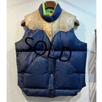 70's ビンテージ  ロッキーマウンテン【ROCKY MOUNTAIN】【紺ナイロン×レザー切替】【ダウンベスト】レディース【11/12】 