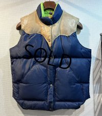 70's ビンテージ  ロッキーマウンテン【ROCKY MOUNTAIN】【紺ナイロン×レザー切替】【ダウンベスト】レディース【11/12】 