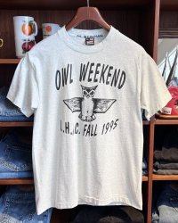 90's【USA製】ビンテージ【フルーツオブザルーム】FRUIT OF THE LOOM【霜降りグレー】【OWL WEEKEND】ミミズク フクロウ【Ｔシャツ】【サイズL】 