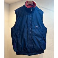 90's【USA製】【patagonia】【パタゴニア】紺×裏地赤フリース【シェルドシンチラ】【フリースベスト】【サイズXL】 