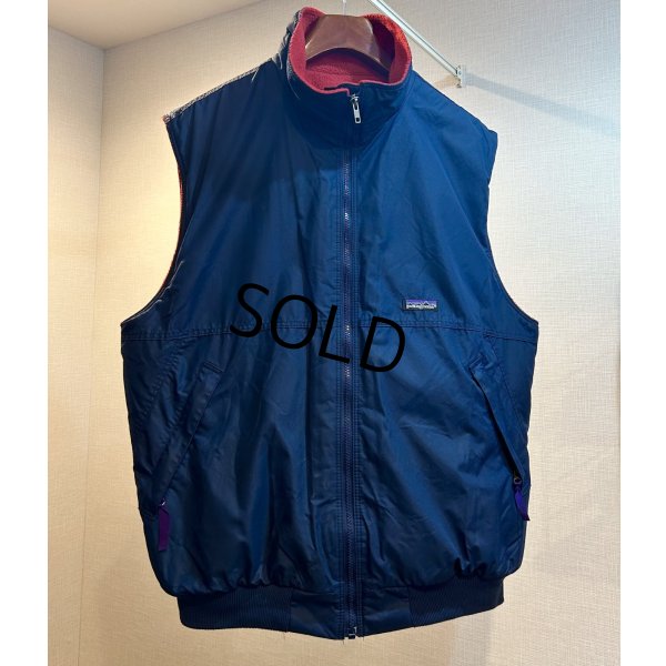 画像1: 90's【USA製】【patagonia】【パタゴニア】紺×裏地赤フリース【シェルドシンチラ】【フリースベスト】【サイズXL】 