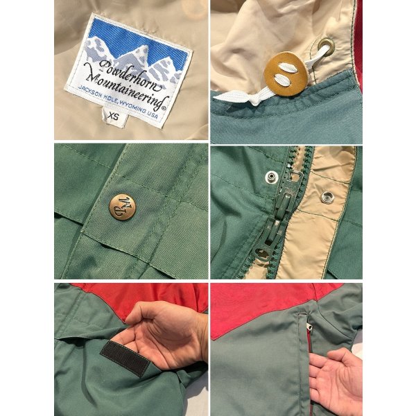 画像2: ~80’s【USA製】【Powderhorn】パウダーホーン【緑ｘ赤】【ナイロンマウンテンパーカー】【サイズＸＳ】  