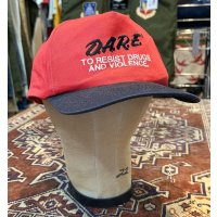【デッドストック】90’ｓ【ビンテージ】【D.A.R.E】【赤×黒】【コットンキャップ】【ＢＢキャップ】 