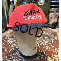 【デッドストック】90’ｓ【ビンテージ】【D.A.R.E】【赤×黒】【コットンキャップ】【ＢＢキャップ】 