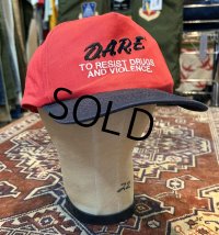 【デッドストック】90’ｓ【ビンテージ】【D.A.R.E】【赤×黒】【コットンキャップ】【ＢＢキャップ】 