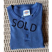 USA製 ビンテージ【ディッキーズ】【Dickies】【紺色】【無地】ヘンリーネック【サーマルロンT】【サイズL】 