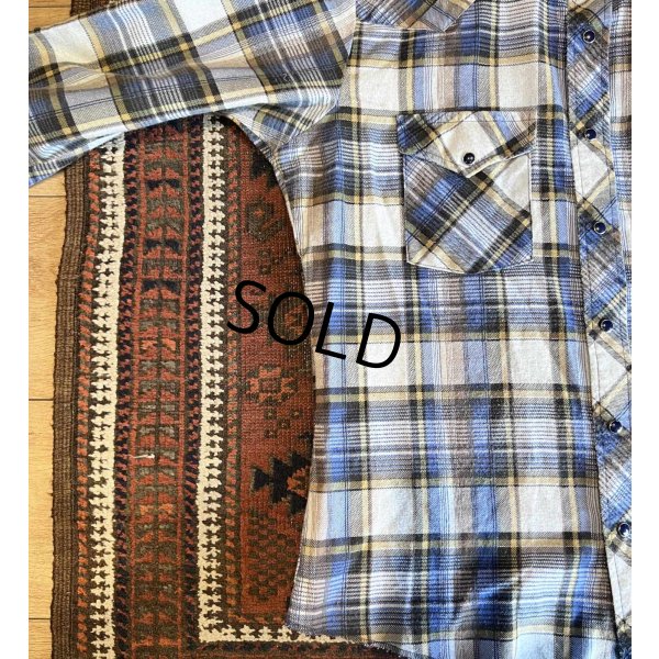 画像4: 70's~【USA製】【Wrangler】ラングラー【ビンテージ】【青×黄×茶チェック】【ウエスタンシャツ】コットンシャツ【サイズL】