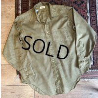 70's【ビンテージ】【BOND】ボンド【緑×オレンジストライプ】【ポリコットン】長袖シャツ【サイズXL程度】 