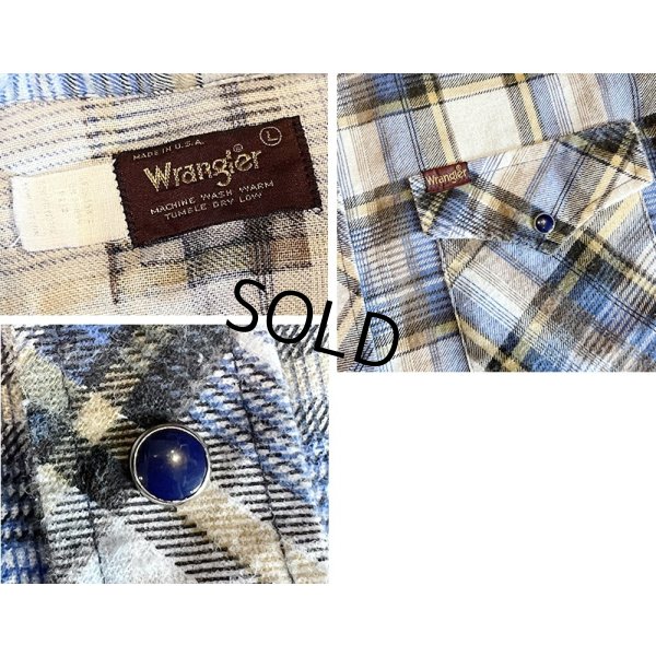 画像2: 70's~【USA製】【Wrangler】ラングラー【ビンテージ】【青×黄×茶チェック】【ウエスタンシャツ】コットンシャツ【サイズL】