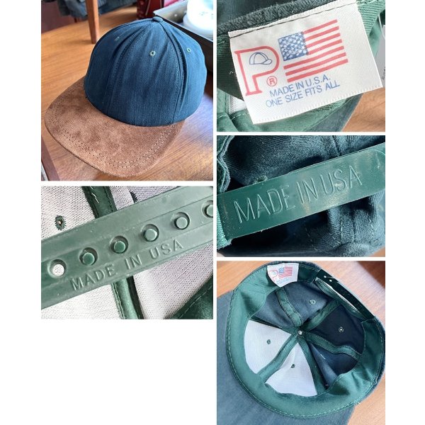画像2: 90’ｓ【USA製】【ビンテージ】 【深緑×ツバ茶色スエード】【アジャスター付き】BBキャップ【ベースボールキャップ】 