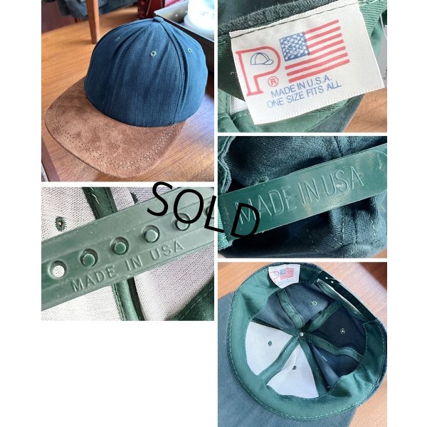 画像2: 90’ｓ【USA製】【ビンテージ】 【深緑×ツバ茶色スエード】【アジャスター付き】BBキャップ【ベースボールキャップ】 
