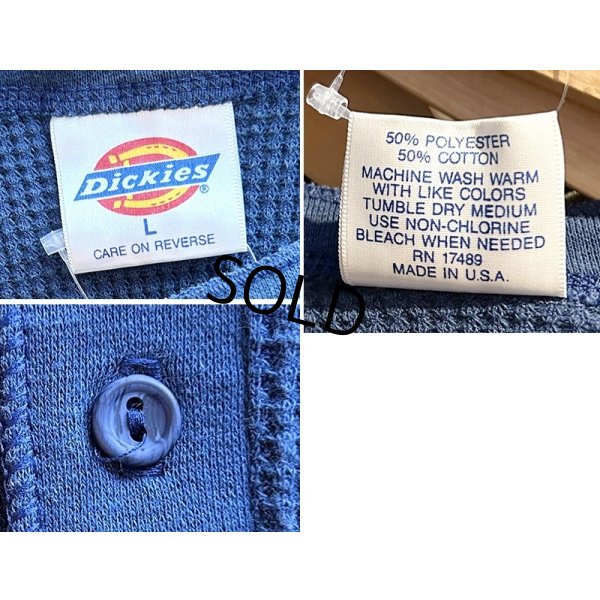 画像3: USA製 ビンテージ【ディッキーズ】【Dickies】【紺色】【無地】ヘンリーネック【サーマルロンT】【サイズL】 