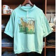 画像1: 90's〜【EXPERIENCE THE POCOND MOUNTAINS】ポコノマウンテン【ライムグリーン】【鹿】ハイネック【半袖Tシャツ】【サイズＬ程度】<br> (1)
