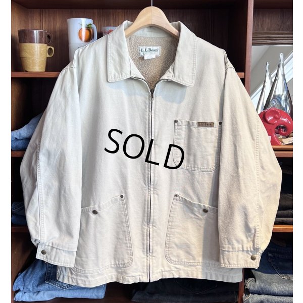 画像1: 80's【USA製】【ビンテージ】【L.L.Bean】LLビーン【ベージュ】【裏ボア】ジップアップジャケット【ジップアップブルゾン】【サイズＬ】 