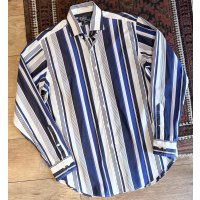 90's~ ビンテージ【POLO RALPH LAUREN】ラルフローレン【REGENT】リージェント【クラシックフィット】【白×青×紺ストライプ】【コットンシャツ】サイズ15 1/2 M 