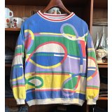USA製【ビンテージ】【GREENIE APG】【カラフル】総柄【リブ付き】ロンT【スウェット】【レディース古着】【サイズW-M程度】 