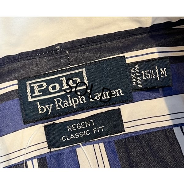 画像2: 90's~ ビンテージ【POLO RALPH LAUREN】ラルフローレン【REGENT】リージェント【クラシックフィット】【白×青×紺ストライプ】【コットンシャツ】サイズ15 1/2 M 
