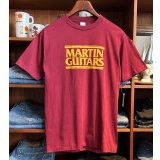 デッドストック 80's〜 USA製 ビンテージ MARTIN GUITARS マーチンギター【エンジ】【Tシャツ】【半袖Tシャツ】【サイズL】 