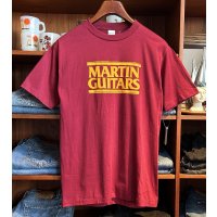 デッドストック 80's〜 USA製 ビンテージ MARTIN GUITARS マーチンギター【エンジ】【Tシャツ】【半袖Tシャツ】【サイズL】 