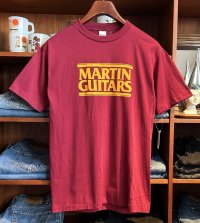 デッドストック 80's〜 USA製 ビンテージ MARTIN GUITARS マーチンギター【エンジ】【Tシャツ】【半袖Tシャツ】【サイズL】 