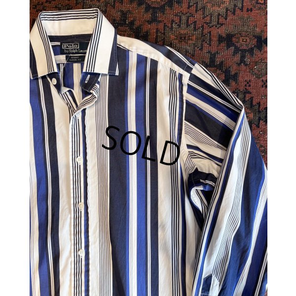 画像3: 90's~ ビンテージ【POLO RALPH LAUREN】ラルフローレン【REGENT】リージェント【クラシックフィット】【白×青×紺ストライプ】【コットンシャツ】サイズ15 1/2 M 