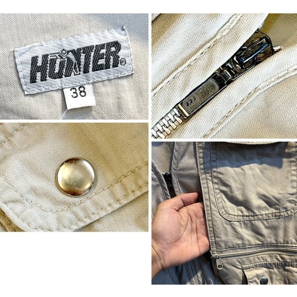 画像2: 【ビンテージ】【HUNTER】ハンター【オリーブ】ジップアップ【ハンティングベスト】【フィッシングベスト】コットンベスト【US38】