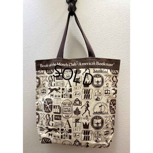 画像3: デッドストック【ビンテージ】【Book of the Month club】【生成りxブラウン】マチ付き【トートバッグ】 
