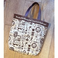デッドストック【ビンテージ】【Book of the Month club】【生成りxブラウン】マチ付き【トートバッグ】 