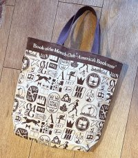 デッドストック【ビンテージ】【Book of the Month club】【生成りxブラウン】マチ付き【トートバッグ】 