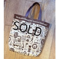 デッドストック【ビンテージ】【Book of the Month club】【生成りxブラウン】マチ付き【トートバッグ】 